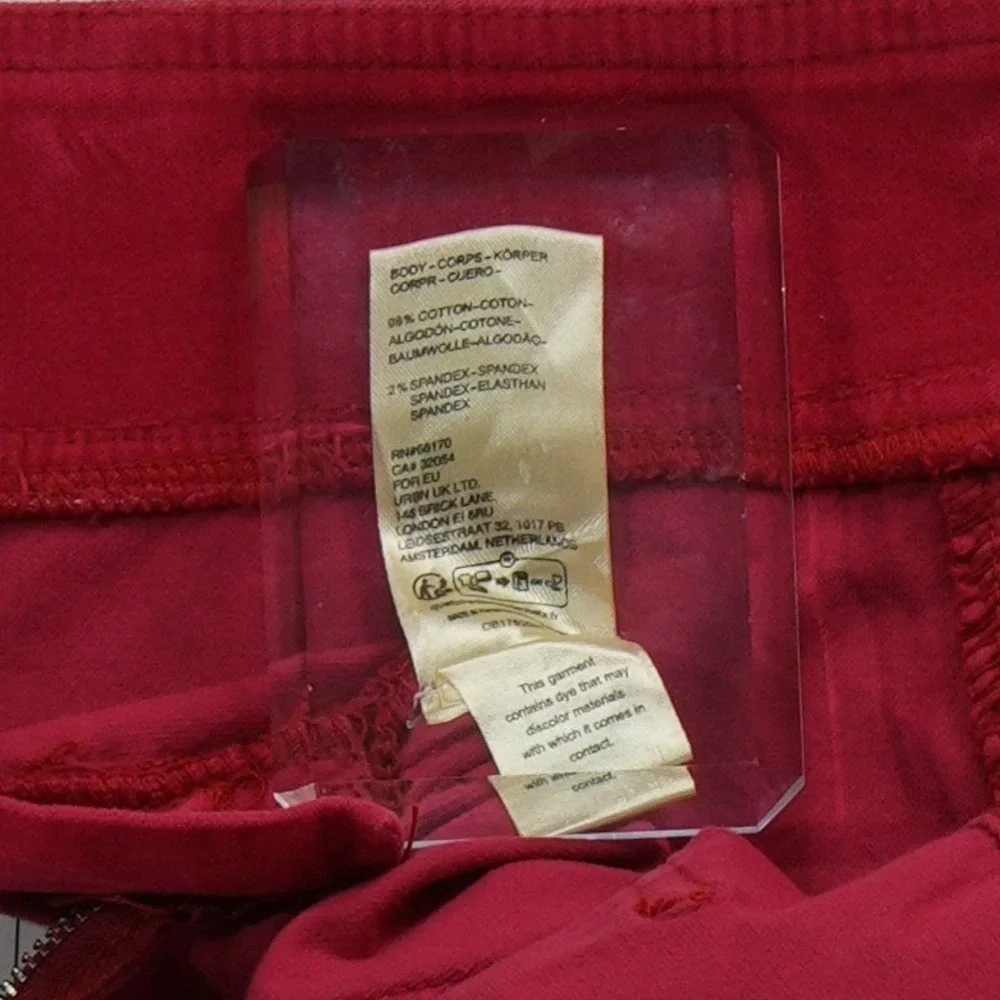 Free People Corduroy‎ Pants Women's Medium Red Side Zip Flare Stretch
